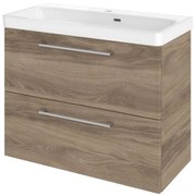 Mobile sottolavabo e lavabo Remix rovere charleston L 75 x H 58 x P 33 cm 2 cassetti