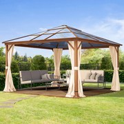 TOOLPORT Gazebo da giardino Hardtop Forest Deluxe crema, 4x4 m, look rovere - (301347)