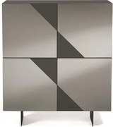 Madia credenza 4 ante in vetro specchio Fum cassa Antracite ARTE 120 con 2 piedini