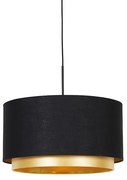 Lampada a sospensione moderna nera con oro 47 cm doppio paralume - Combi
