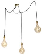 Lampada a sospensione oro 3 luci con LED oro dimmerabile - Cava Luxe