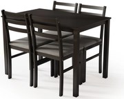 Set TORINO tavolo + 4 sedie Nero/Grigio Chiaro (tessuto Sawana 21) – SET IN LEGNO PER CUCINA/SALA DA PRANZO