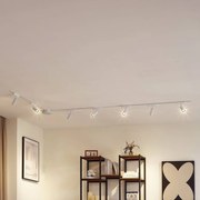 Lindby Sistema a binario 48 V Lumaro, faretti, a 7 luci, bianco, Ø 4 cm, dimmerabile