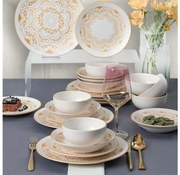 Servizio da tavola 24 pezzi, bianco/oro, in ceramica