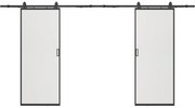 Porte scorrevole doppia esterno muro 2 x H205 x L63 cm Alluminio e Vetro temperato smerigliato - LINCI II