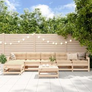 Set salotto da giardino 7 pz in legno massello di pino