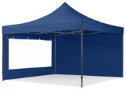 TOOLPORT 4x4 m gazebo pieghevole con laterali (finestre panoramiche), PREMIUM acciaio, blu scuro - (600091)