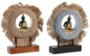 Statua Decorativa DKD Home Decor 19 x 6 x 25 cm Beige Azzurro Buddha Orientale (2 Unità)