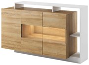 Credenza 3 ante e 3 nicchie con LED Naturale e Bianco - IDESIA