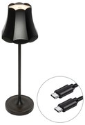 Lampada da tavolo retrò ricaricabile IP44 nera - Granny