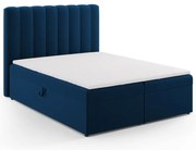 Letto boxspring blu scuro con contenitore 160x200 cm Gina - Milo Casa