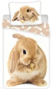 Set copripiumino e federa da bambini bianco/marrone in cotone per letto singolo 140x200 cm Bunny – Jerry Fabrics