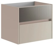 Mobile da bagno sospeso sotto lavabo L 59.5 x H 50 x P 45.5 cm beige laccato opaco, 2 cassetti Niwa