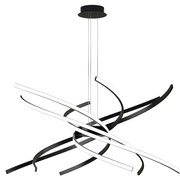 Sospensione Moderna Tornado Alluminio Nero Led 69W D.80Cm Luce Calda