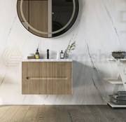 Mobile bagno teak 70x46 cannettato Urbino due cassetti con lavabo in ceramica frontale