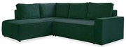 Divano letto angolare in velluto a coste verde scuro Brave Dave - Miuform