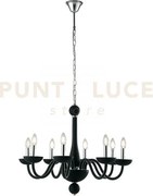 Lampadario alfiere nero e cromo 8 luci attacco e14 74x178cm