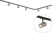 Modern railsysteem zwart met 5 spots gunmetal 1-fase - Iconic Lloyd