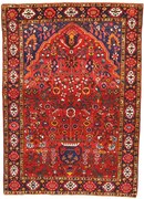 Bakhtiar Tappeto 140x190 Rosso (Iran) Annodato A Mano