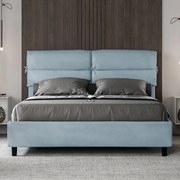 Letto contenitore da 160x190 in microfibra azzurro Nandy