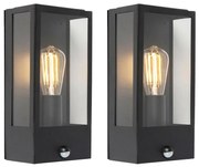Set di 2 lampade da parete per esterni nere con sensore di movimento - Rotterdam