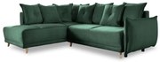 Divano letto in velluto a coste verde (angolo sinistro) Lazy Lukka - Miuform
