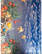 Tovaglia plastificata antimacchia con fondo felpato H.140 cm con pesci