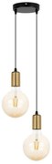 Lampadario a sospensione con filo MIROS 2xE27/60W/230V tondo nero/oro