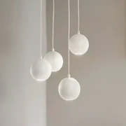 HELAM Lampada a sospensione Midway, a 4 luci, tonda, color sabbia, GU10