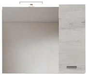 Specchio da bagno 95 cm con pensile a 1 anta Quercia Bianco.