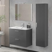 Mobile bagno sospeso 80 antracite con pensile 145 lavabo e specchio   Miami