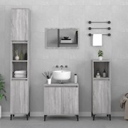 Set mobili da bagno 3 pz grigio sonoma in legno multistrato