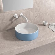 Kamalu - lavabo tondo colore bianco-azzurro opaco 35cm | klt-350az