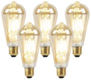 Set di 5 lampadine LED E27 Dim to Warm oro 8W 806lm 2000-2700K