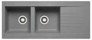 Lavello integrato 2 vasche in resina grigio DELINIA Scirocco L 50 x L 116 cm