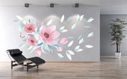 Adesivo murale per interni bouquet di fiori rosa 50 x 100 cm