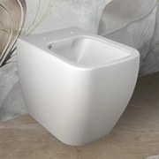 Wc filomuro bianco opaco senza brida Rak serie Metropolitan doppio scarico