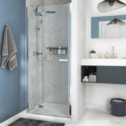 Porta doccia battente Neo, L 77.6-80.5 cm x H 200 cm x SP 8 mm, profilo cromo