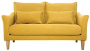 Divano scandinavo 2 posti tessuto effetto velluto giallo senape KATE