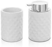 Set accessori bagno bianco da appoggio dispenser e portaspazzolini in ceramica Cristal