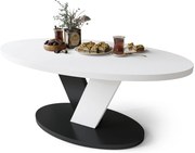 LOVA Bianco/Nero – TAVOLINO OVALE 110x60 cm TAVOLINO DA CAFFÈ MODERNO