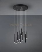 Sospensione tubular  led rettangolare 11 tubi nera intensità regola...
