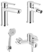 Set miscelatori lavabo bidet vasca con duplex Iole in ottone cromato