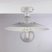 Plafoniera Cantina Stile Industrial 1 Luce Ferro Bianco E Argento