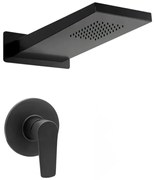 Set doccia incasso Erika nero opaco con soffione doccia a muro inox 22x50