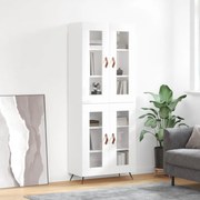 Credenza bianco lucido 69,5x34x180 cm in legno multistrato