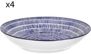 Set 4 piatti fondi righe blu porcellana Hanami