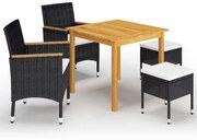 Set mobili da pranzo per giardino 5 pz nero