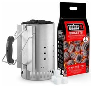 Set ciminiera d'accensione rapidfire con bricchetti 2 kg. + 3 accendifuoco 17631 - Weber