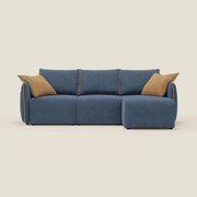 Flexar Divano angolare reversibile con sedute allungabili in bouclé morbido impermeabile T07 blu - arancio